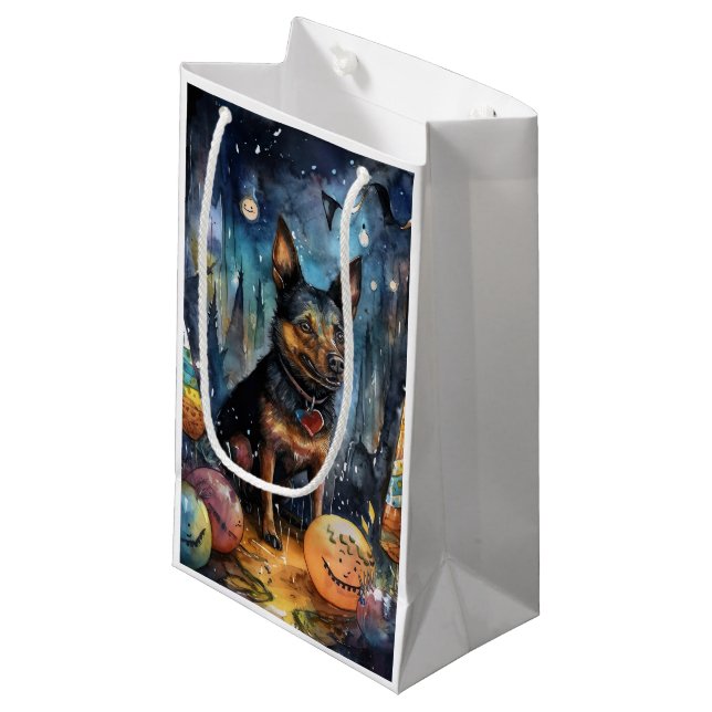 Petit Sac Cadeau Kelpie australienne d'Halloween avec la peur Citro (Devant Angle)