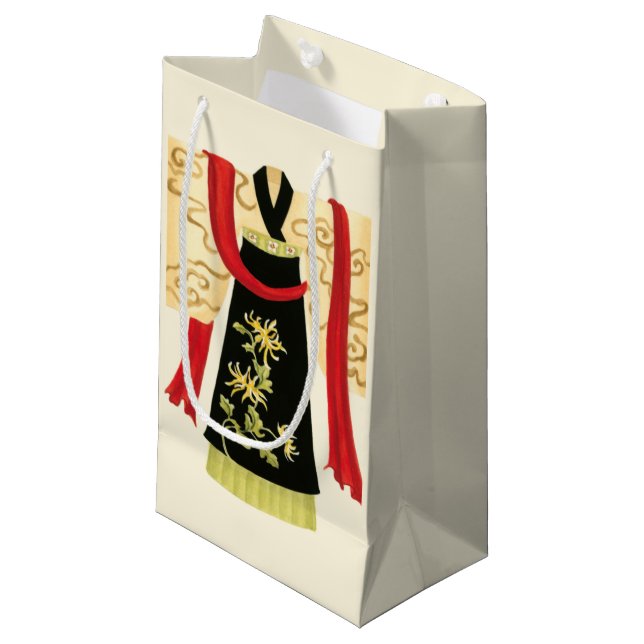 Petit Sac Cadeau Kimono japonais traditionnel avec imprimé floral (Devant Angle)