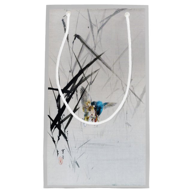 Petit Sac Cadeau Kingfisher Capturant Le Poisson Parmi Les Rèseaux, (Devant)