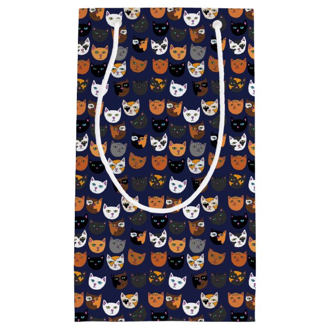 Petit Sac Cadeau Kitty Chats partout motif (Devant)