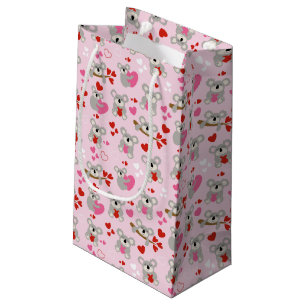 Petit Sac Cadeau Koala Bears Valentine's Day Hearts Motif