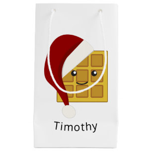 Petit Sac Cadeau La charmante gaufre de Noël Kawaii portant un chap