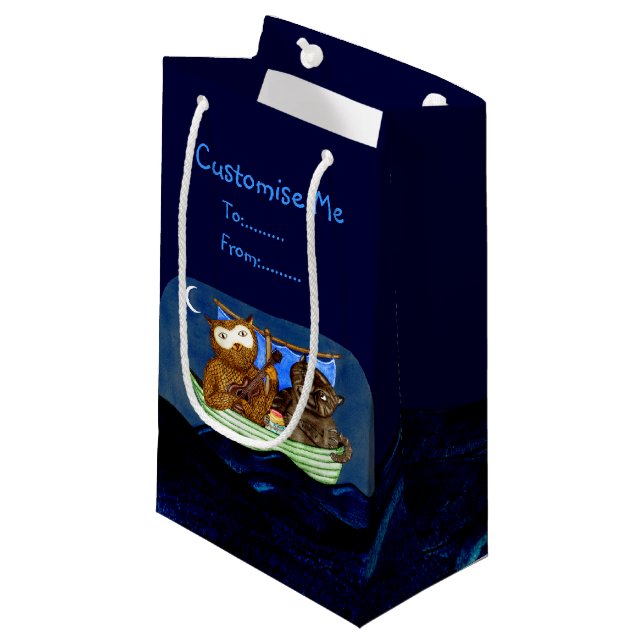Petit Sac Cadeau La Chouette et le chat (Devant Angle)