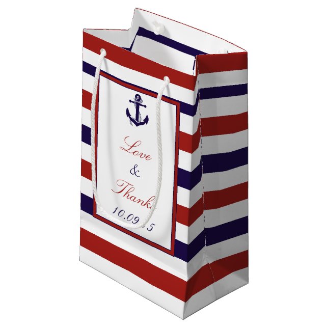 Petit Sac Cadeau La collection de Mariages d'Ancres nautiques Red & (Devant Angle)