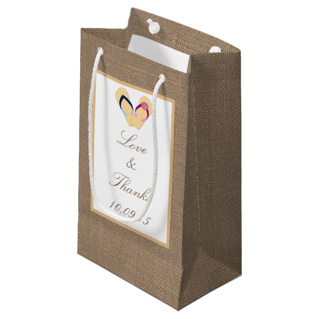 Petit Sac Cadeau La collection de Mariages Flip Flop Sand Beach Bur (Devant Angle)