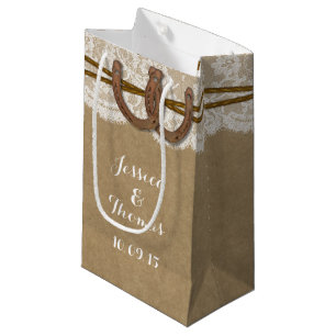 Petit Sac Cadeau La collection de Mariages Kraft, Lace & Horseshoe