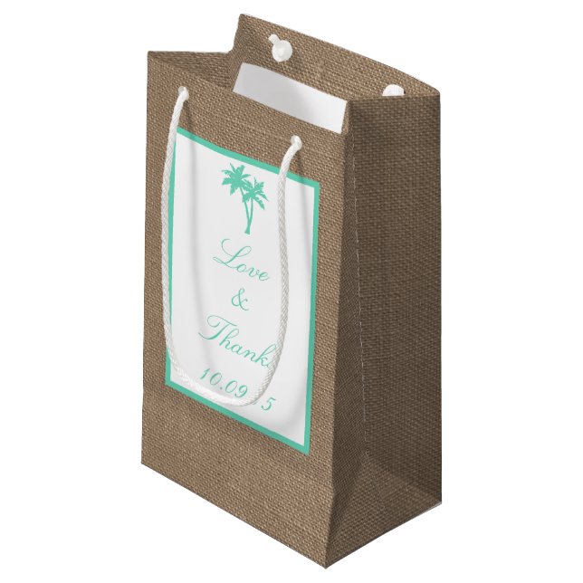 Petit Sac Cadeau La collection Tropical Palm Tree Beach Wedding (Devant Angle)