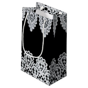 Petit Sac Cadeau La dentelle blanche forme une frontière sensible