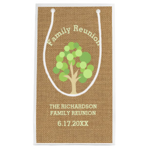 Petit Sac Cadeau La Réunion de famille verte rustique mignonne