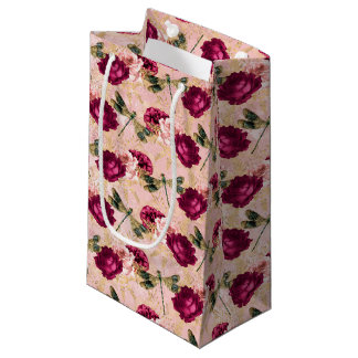 Petit Sac Cadeau La série Rose et Libellule (modèle 4)