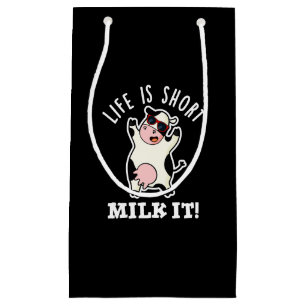 Petit Sac Cadeau La Vie Est Du Lait Court Il Amusant Pun De Vache B