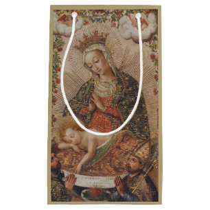 Petit Sac Cadeau La Vierge adorant le Christ Enfant Noël