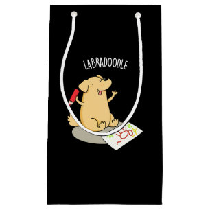 Petit Sac Cadeau Labradoodle Funny Labrador Chien Pun Dark BG