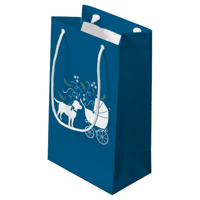 Petit Sac Cadeau Labrador Chien Baby shower Blue Boy Lab (Dos Angle)