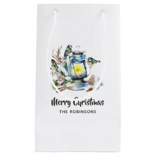Petit Sac Cadeau Lanterne de Noël à l'aquarelle