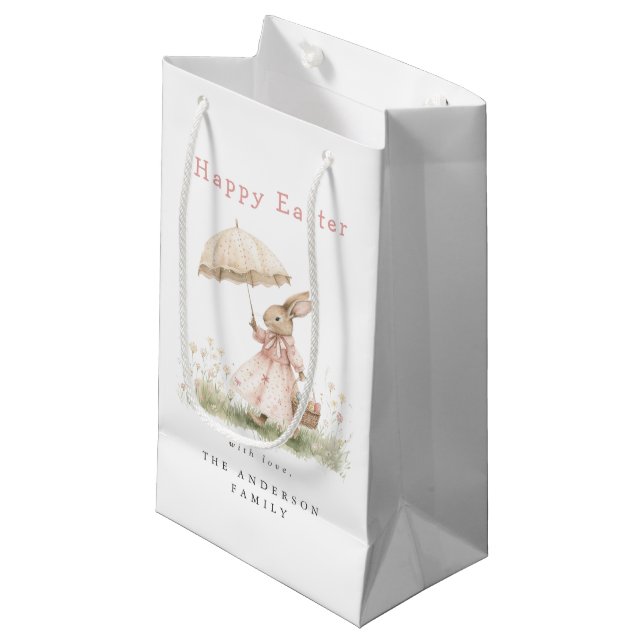 Petit Sac Cadeau Lapin de Pâques pastel (Devant Angle)