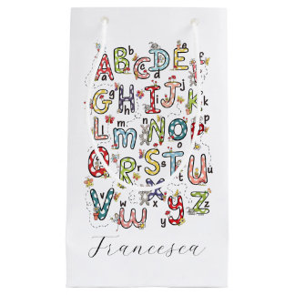 Petit Sac Cadeau Lapins de l'alphabet, papillons, fées et fleurs
