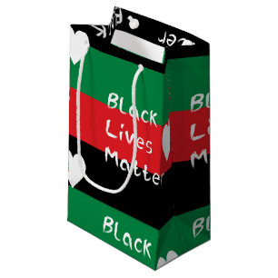 Petit Sac Cadeau Le Drapeau panafricain du Coeur blanc de Black Liv