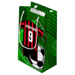 Petit Sac Cadeau Le football rayures rouges et noires de Jersey