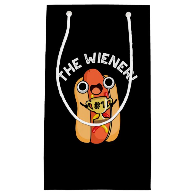 Petit Sac Cadeau Le gagnant Wiener Funny Hot Dog Pun Dark BG (Devant)