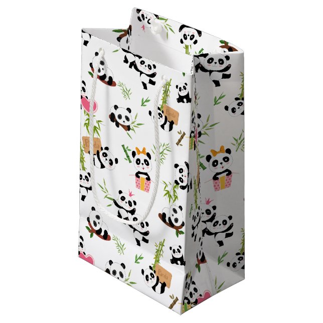 Petit Sac Cadeau Le Motif de Panda (Devant Angle)