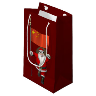 Petit Sac Cadeau Le Père Noël Avec Drapeau De Chine