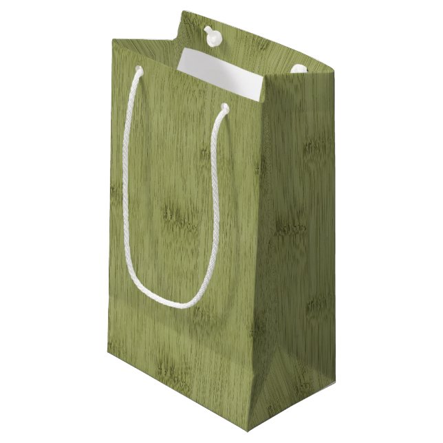 Petit Sac Cadeau Le regard du bambou dans le grain olive en bois de (Devant Angle)