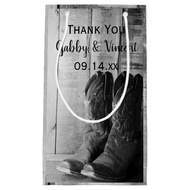 Petit Sac Cadeau Le rustique Cowboy Botte le Merci Mariage occident (Devant)