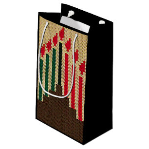 Petit Sac Cadeau Les bougies de Kwanzaa brunissent le crochet vert