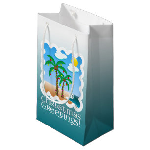 Petit Sac Cadeau Les vacances de palmier allument Noël de plage