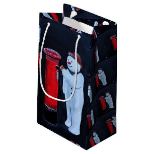 Petit Sac Cadeau Lettre de bonhomme de neige au Père Noël Peinture 