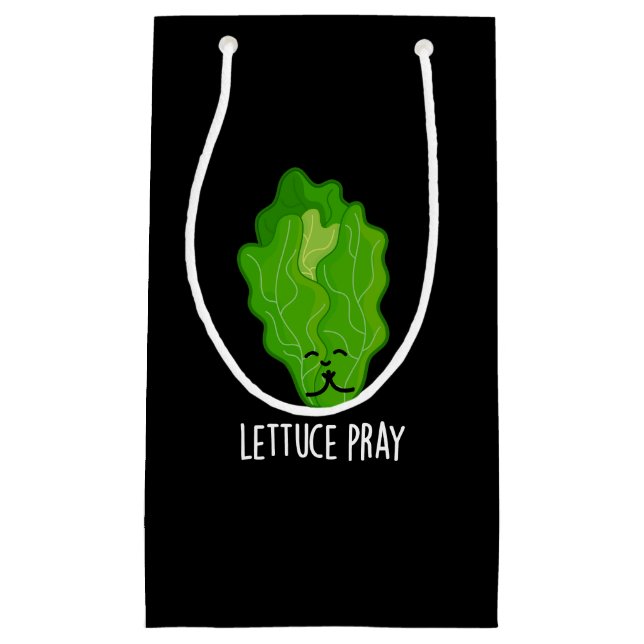 Petit Sac Cadeau Lettuce Pray Funky Veggie Pun Dark BG (Devant)