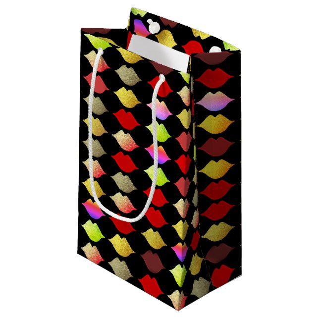 Petit Sac Cadeau lèvres colorées (Devant Angle)