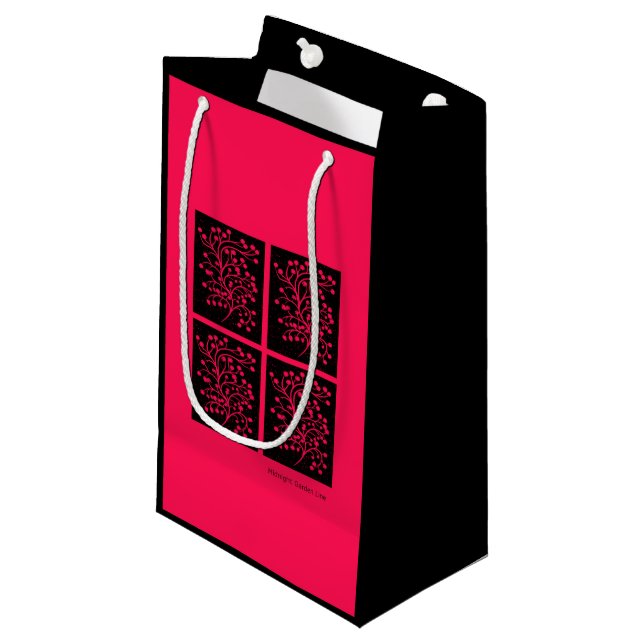 Petit Sac Cadeau Ligne de jardin de minuit Raspberry Bloom (Devant Angle)