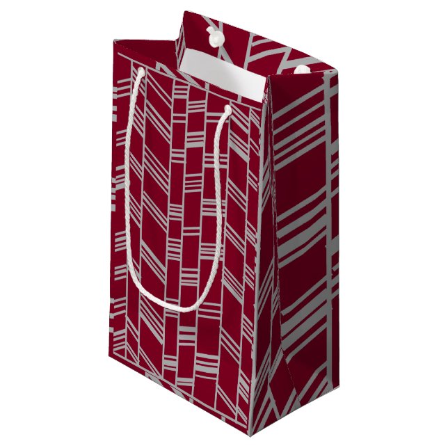 Petit Sac Cadeau Lignes Art Déco - Maroon (Devant Angle)