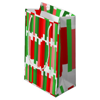 Petit Sac Cadeau Lignes découpées - Rouge et vert