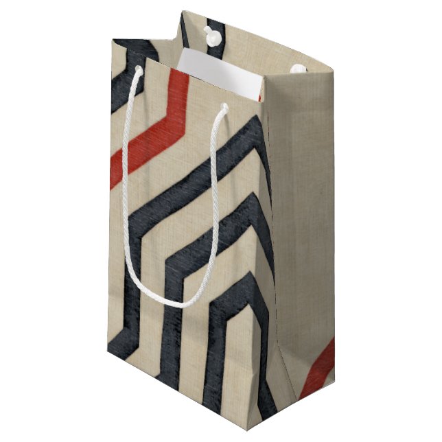 Petit Sac Cadeau Lignes graphiques orange et bleu (Devant Angle)