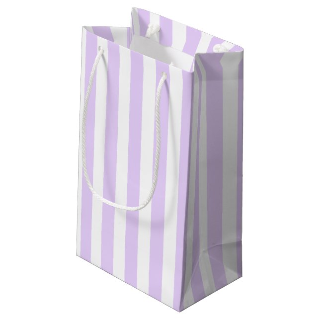 Petit Sac Cadeau Lilac violet et blanc bonbons rayures (Dos Angle)