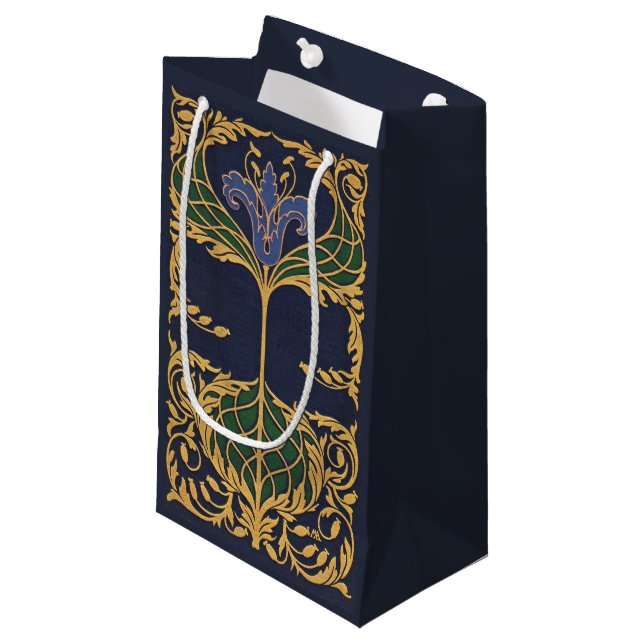 Petit Sac Cadeau Lily bleu floral Art nouveau (Devant Angle)
