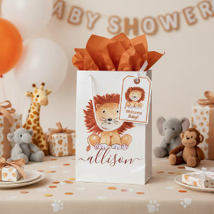 Petit Sac Cadeau Lion mignon dessiné à la main personnalisé pour en