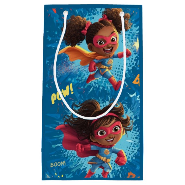 Petit Sac Cadeau Little Superheroes Party (Devant)