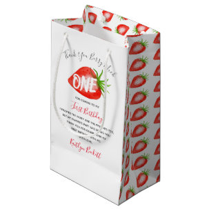 Petit Sac Cadeau Little Sweetie fraise 1er anniversaire Merci
