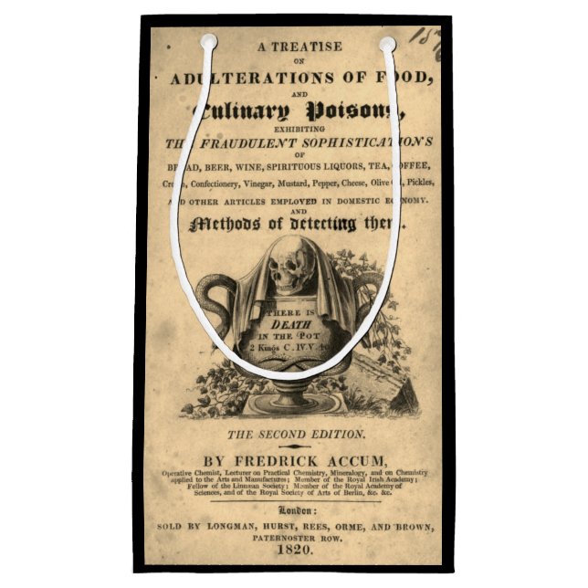 Petit Sac Cadeau Livre de poisons culinaires de 1820 crâne antique (Devant)