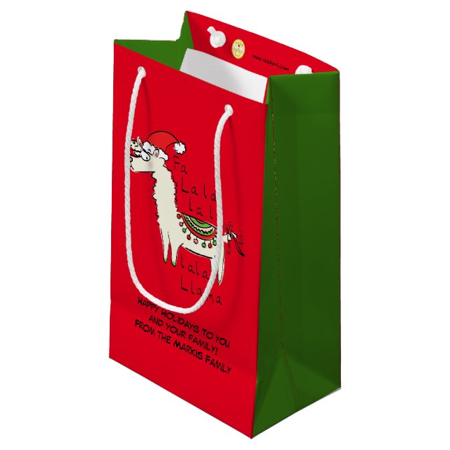Petit Sac Cadeau Llama Christmas Enfants mignonne Drôle (Devant Angle)