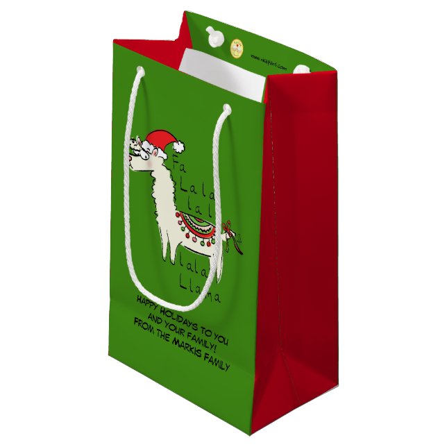 Petit Sac Cadeau Llama Cute Drôle Noël Vacances (Devant Angle)