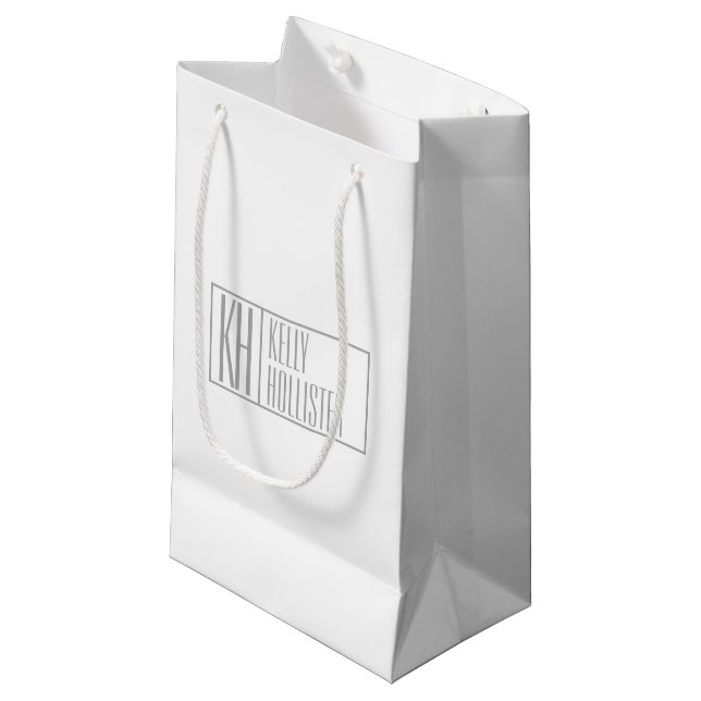 Petit Sac Cadeau Logo de noms et initiales gris modernes (Devant Angle)