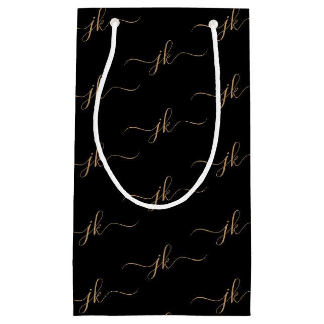 Petit Sac Cadeau Logo de script de monogramme d'entreprise Black Go (Devant)