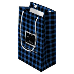 Petit Sac Cadeau Logo d'entreprise avec nom Promotionnel Blue Plaid