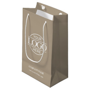 Petit Sac Cadeau Logo d'entreprise élégant simple taupe beige