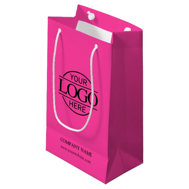 Petit Sac Cadeau Logo d'entreprise moderne Bight Pink Entreprise (Devant Angle)